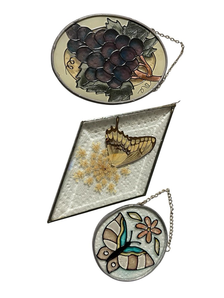 Set Of 3 Glass Window Docorations