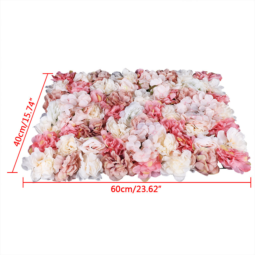 6pcs Artificial Rose Flower Wall Hydrangea Panel Background Wedding Party Decor