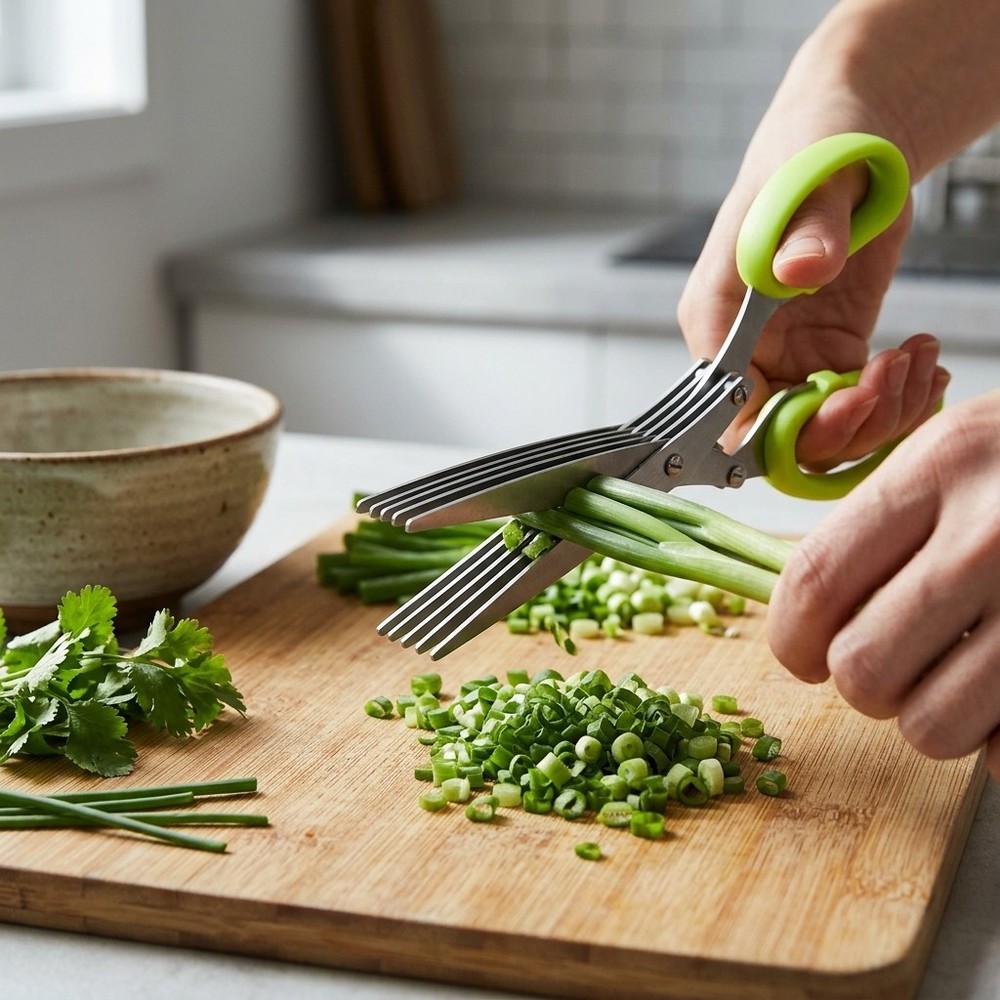 Stainless Steel 5-Blade Herb Scissors Multi-Layer Cutter for Home Kitchen