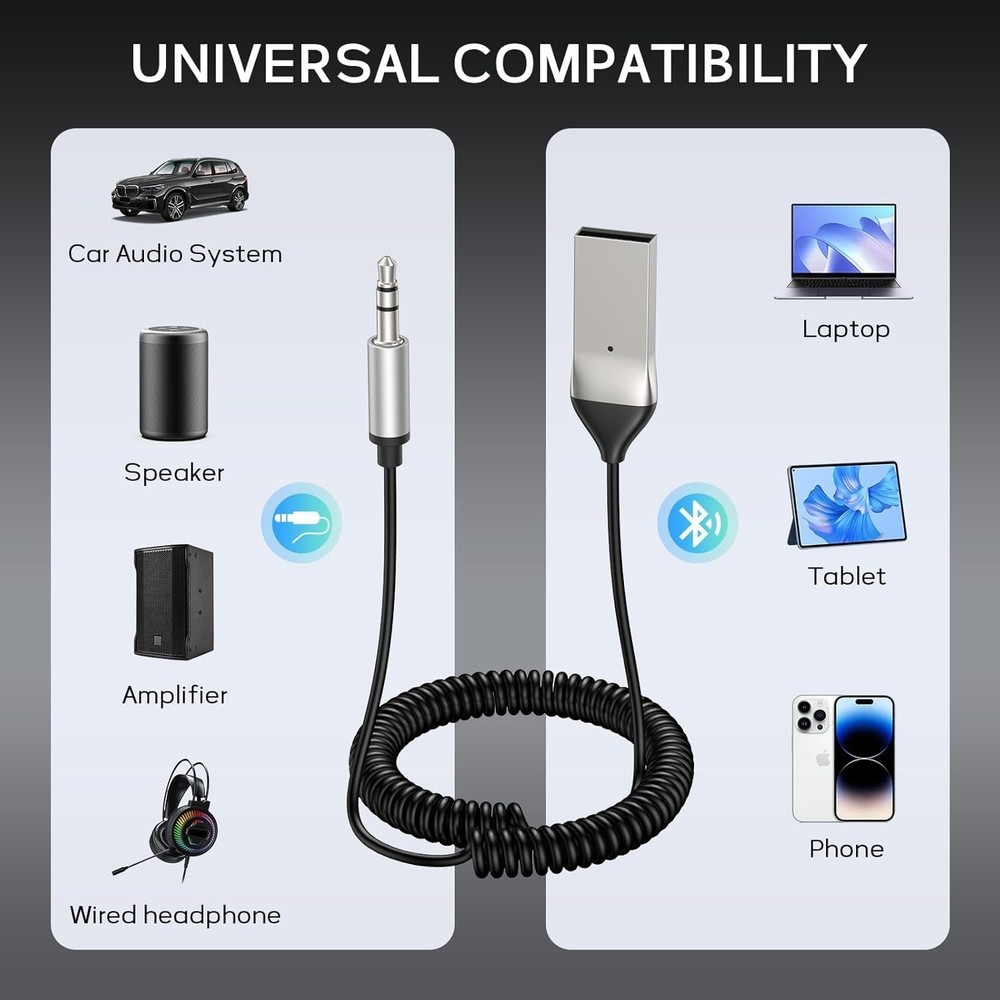 Bluetooth 5.3 Adapter for Car - Hands-Free Calls & High-Quality Music Streaming