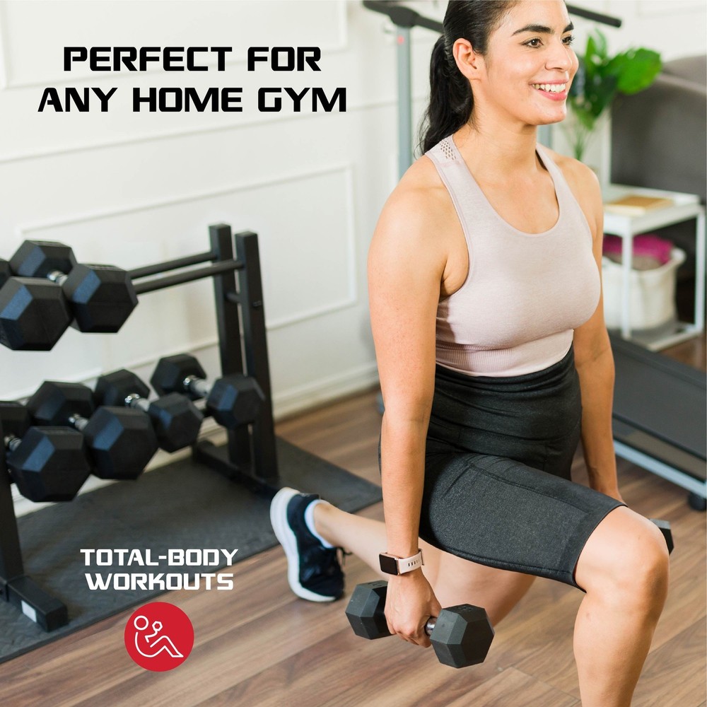 25lbs Rubber Hex Dumbbell Set – Solid Steel Handles, Durable Rubber Coating
