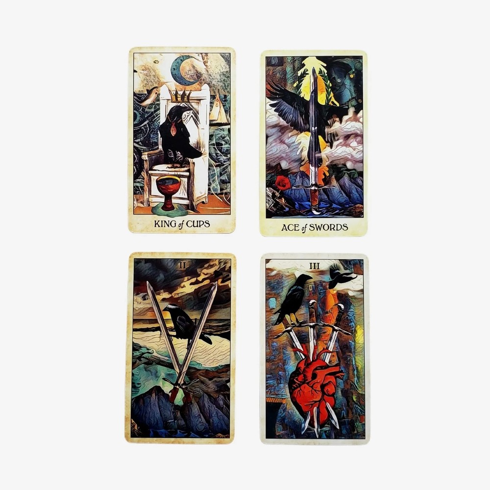 Crow Tarot Deck 78 Cards English Oracle Divination Set with PDF Guide
