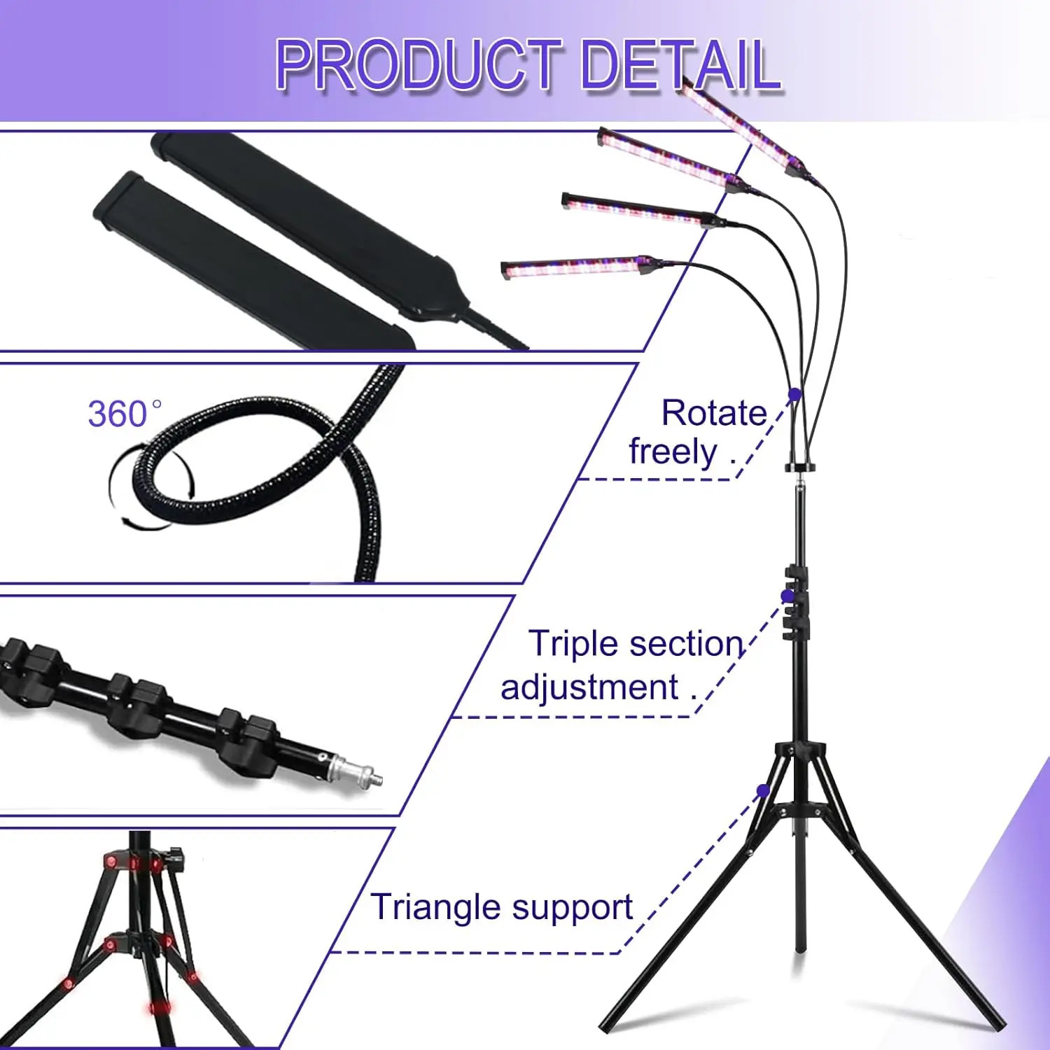 360° UV Tanning Lamp Blue Light Solarium Lamp Bronze Body Facial Tanning 432 LED