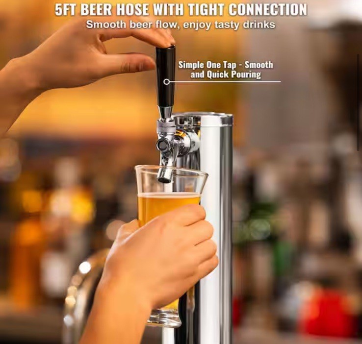 VEVOR Kegerator Tower Kit Single Tap Beer Conversion Kit with Beer Drip Tray