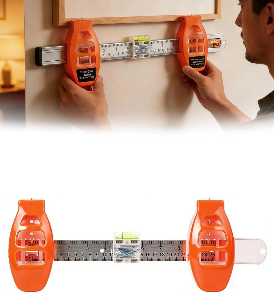 Level Ruler Picture Hanging Tool with Level–Precision Wall Mount Guide for Frame