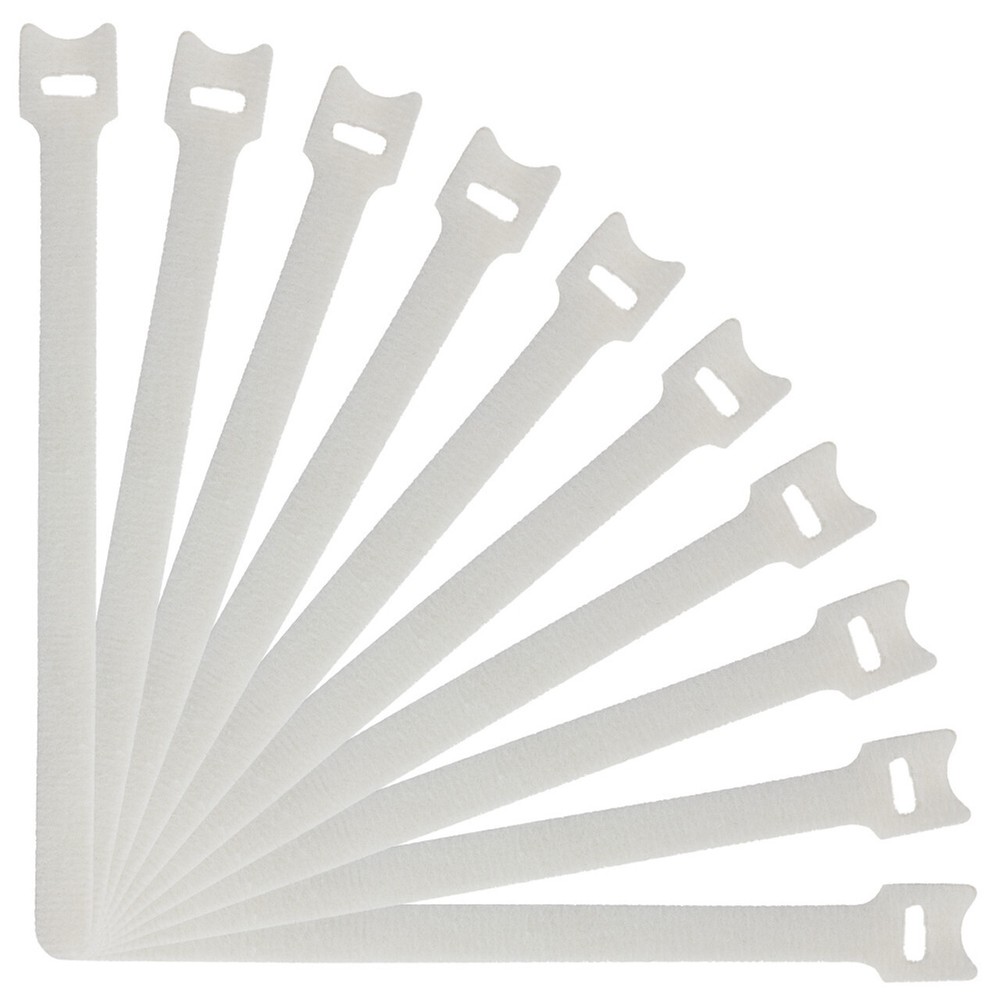 NavePoint 10 Inch Hook and Loop Cable Ties - 25 Pack -white