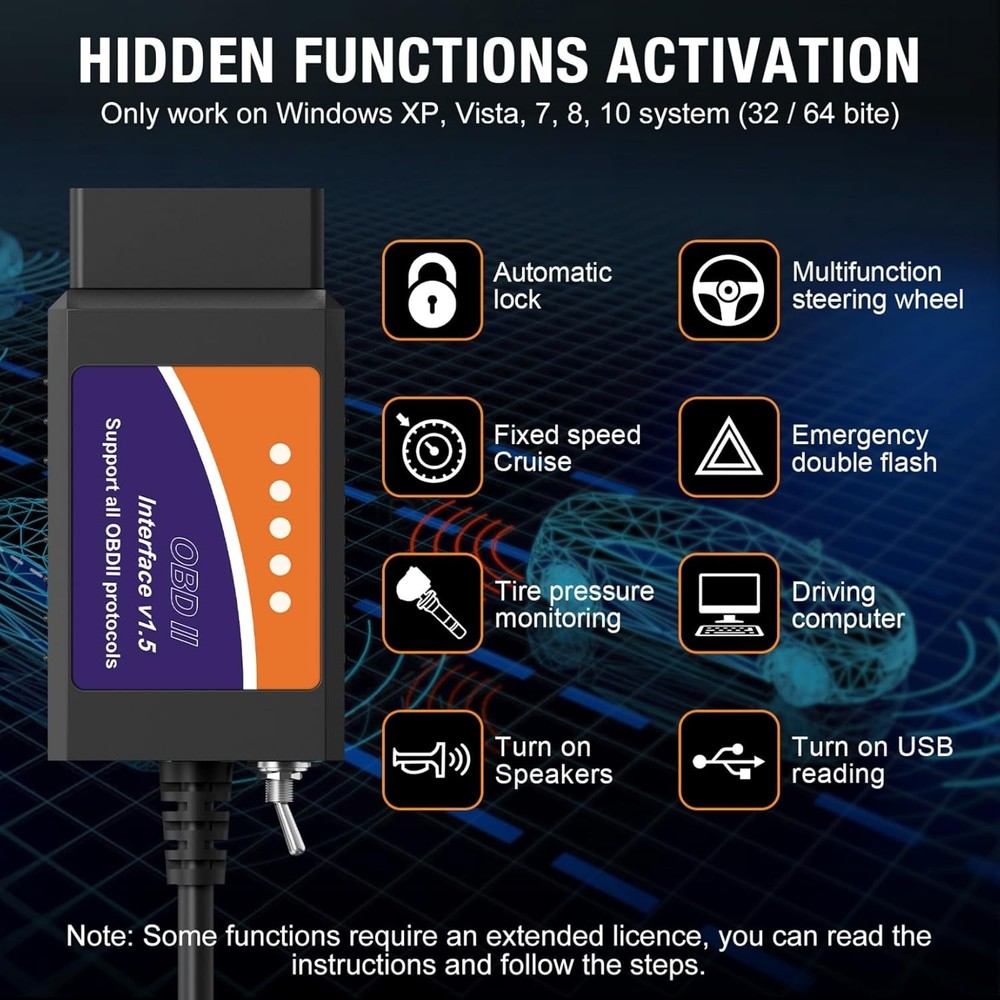 ELM327 OBD2 USB Adapter for Windows, ELMconfig Scanner with MS CAN/HS CAN Switch