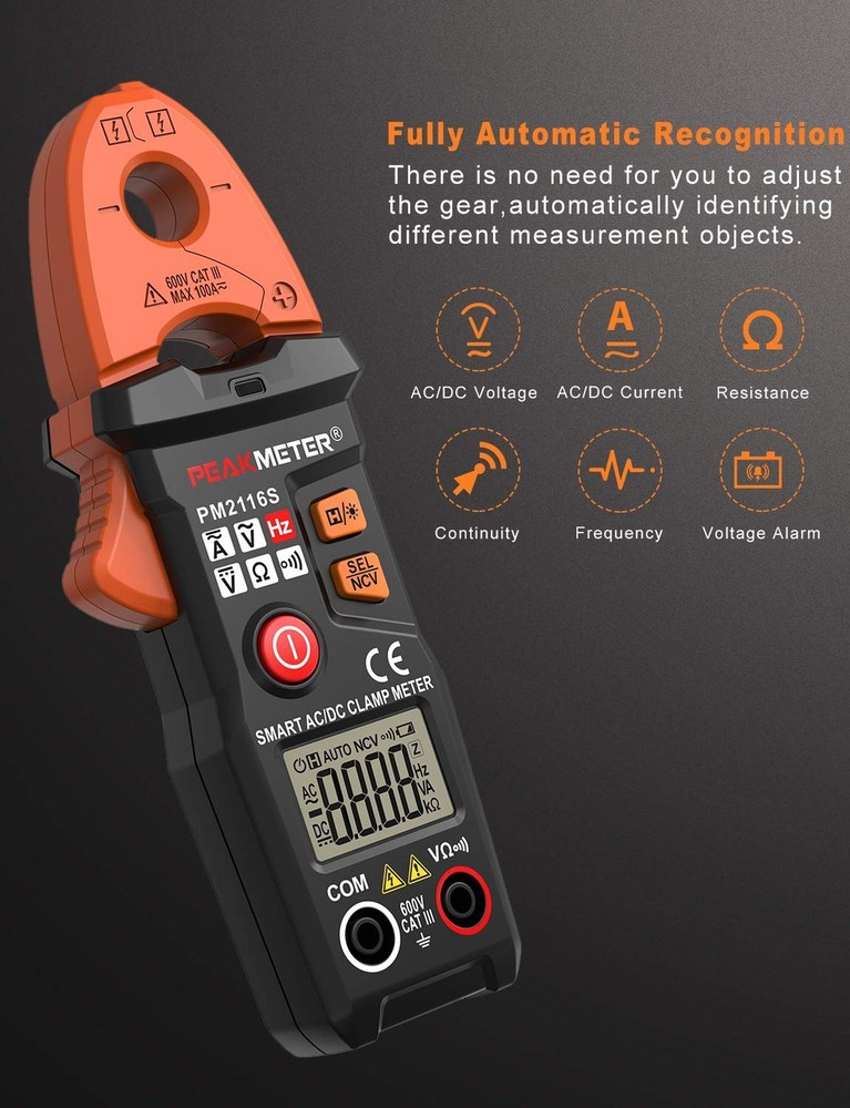 Full-Automatic Clamp Meter, TRMS 6000 Counts Multimeter with AC/DC Voltage & ...