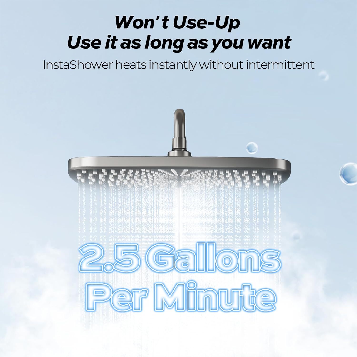 FOGATTI RV Tankless Water Heater InstaShower 7 with 15 x 15 in Black Door DC 12V