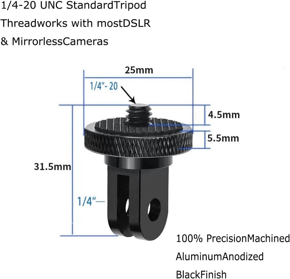 Camera Screw Adapter 1/4" to Action Mount 2pcs