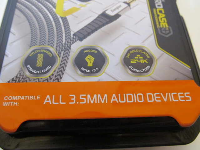Energizer Rugged Nylon Braided Auxiliary Audio Cable for 3.5mm Devices, FlexTech