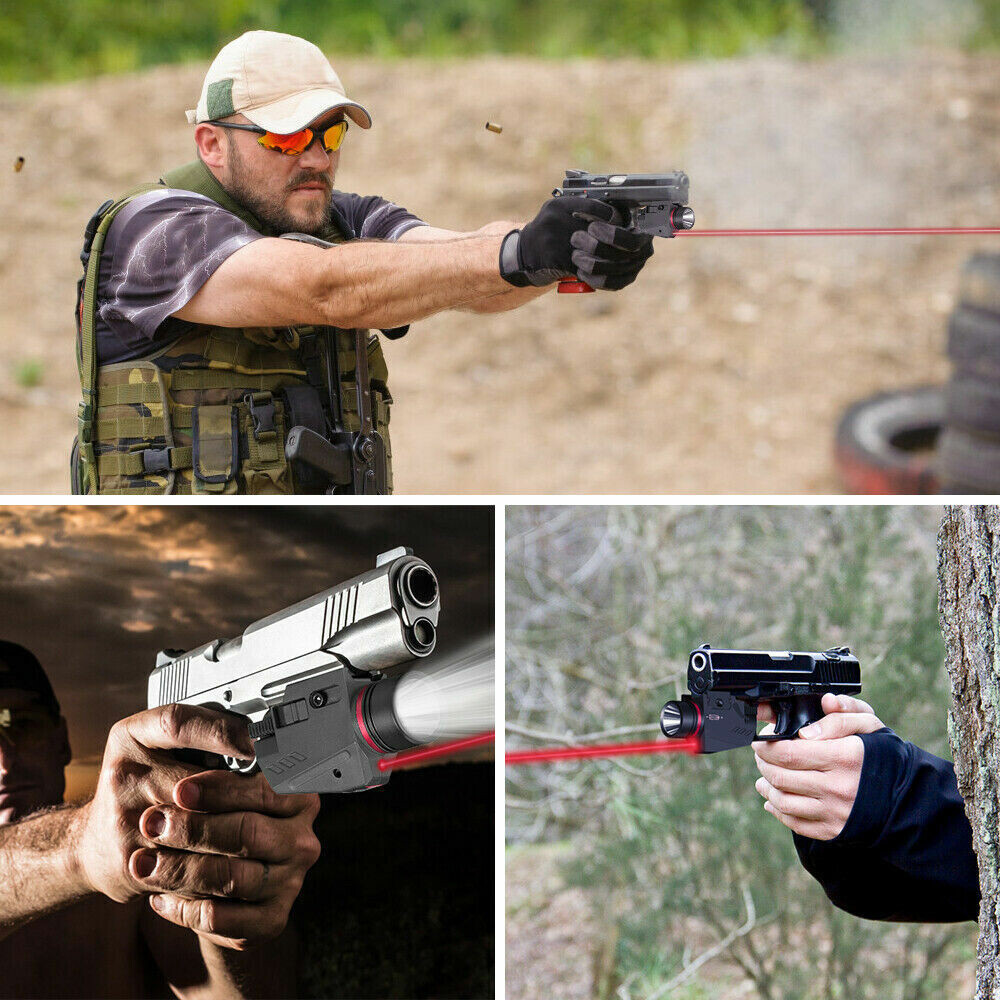 Tactical Red Laser Sight 20mm LED Flashlight Combo For Pistol Camping Light