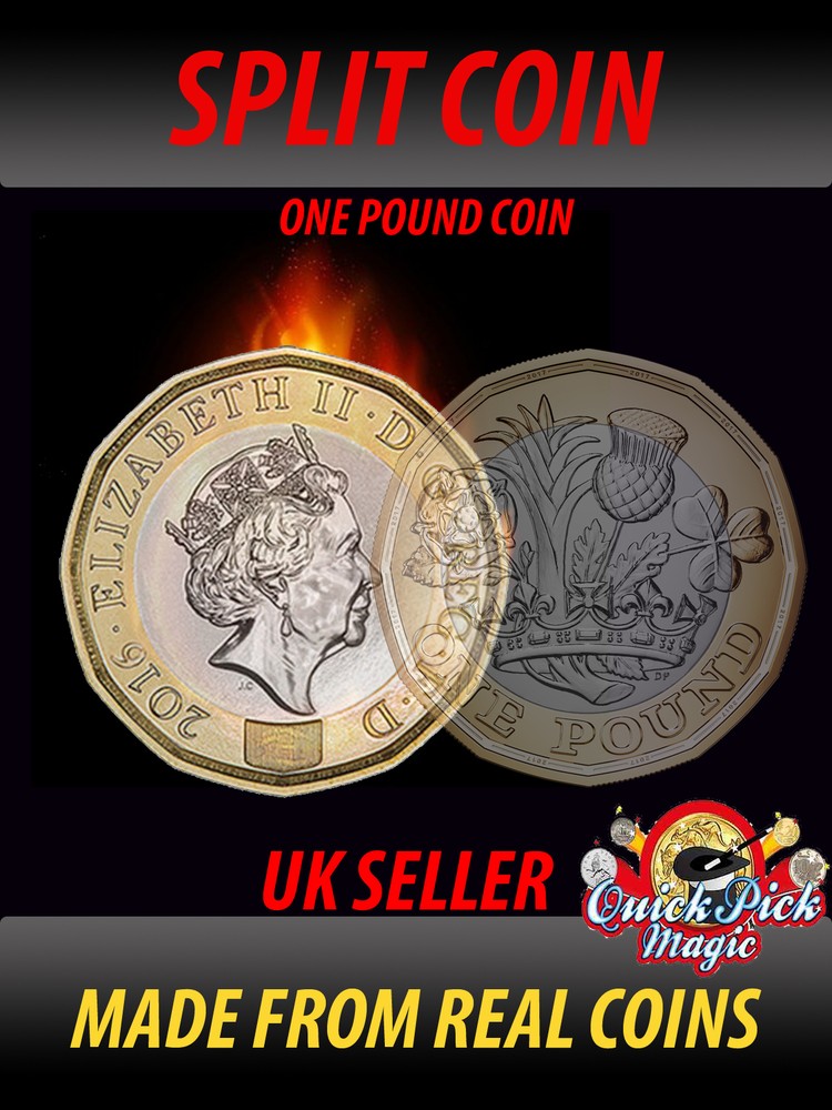Close Up Magic Coin Thru Bag - £1 Split Coin Magic Trick - Clone Coin Trick