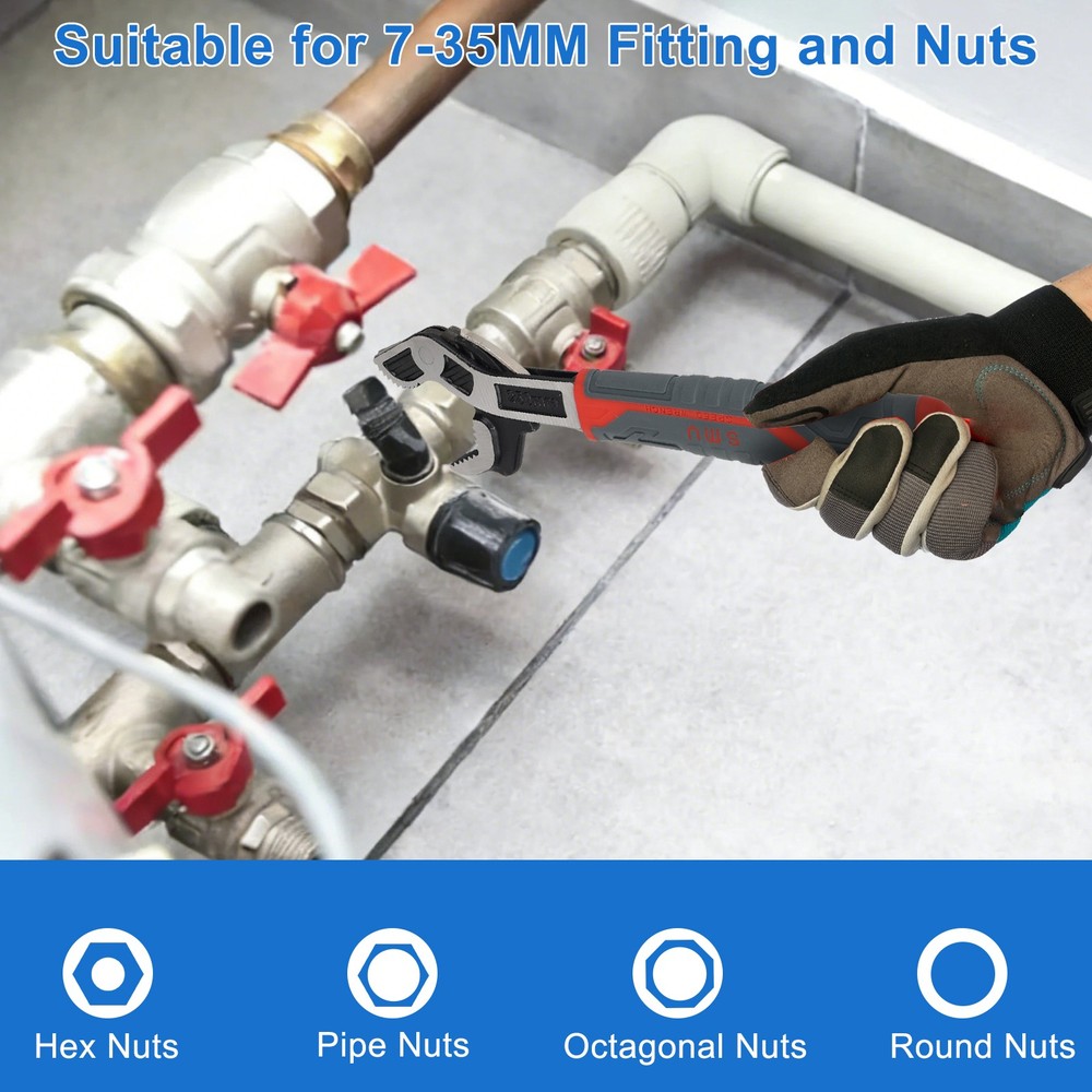2x Self-locking Plumbing Wrenches Adjustable 9/32" to 1 3/8" Pipe & Nut Tool Kit