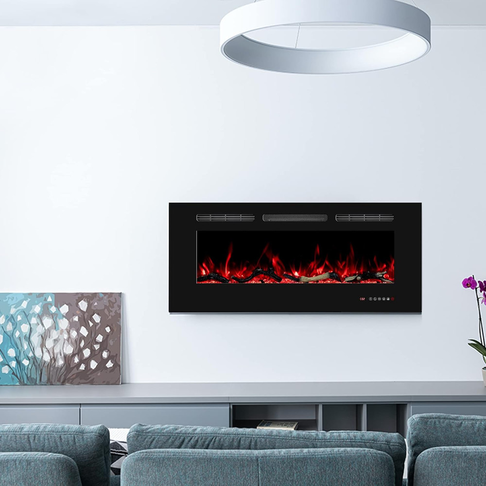 36" Electric Fireplace - Wall Mounted, 13 Flame Colors, Adjustable Temp & Timer