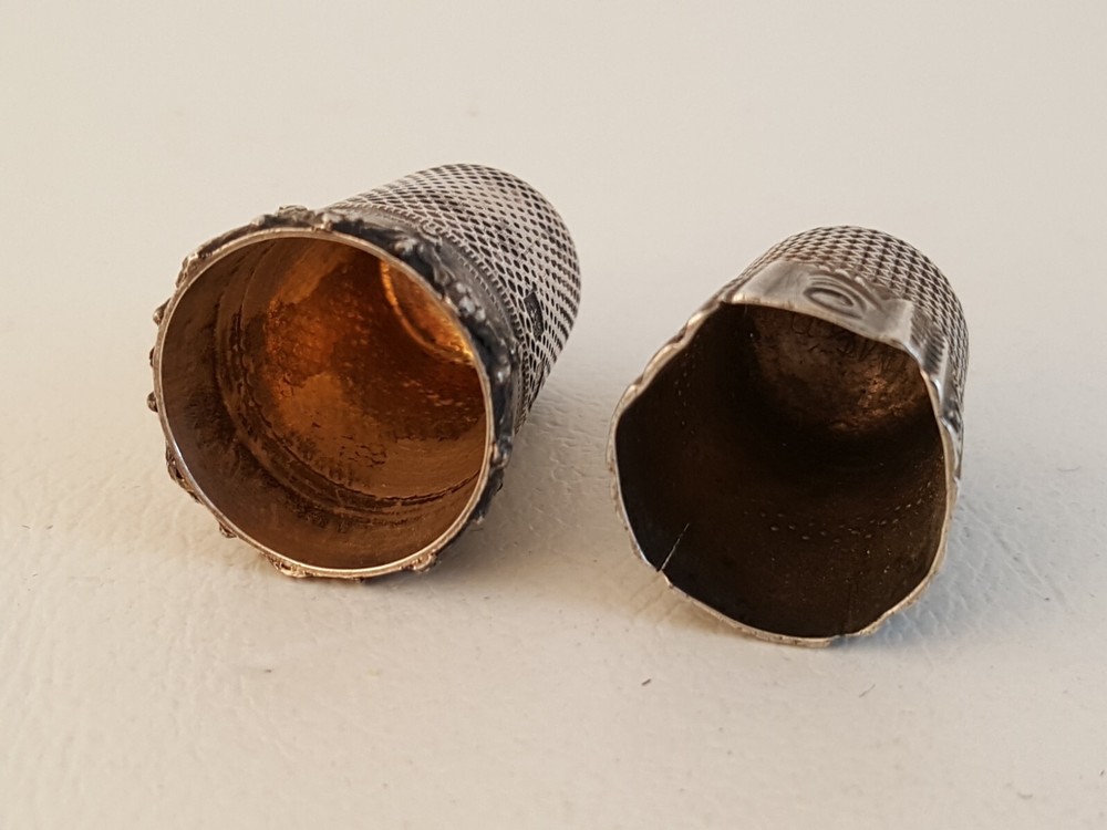Vintage 2 sterling silver thimbles 7 Germany