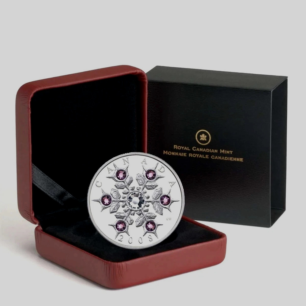 2008 CANADA SILVER 20 DOLLARS SNOWFLAKE  AMETHYST