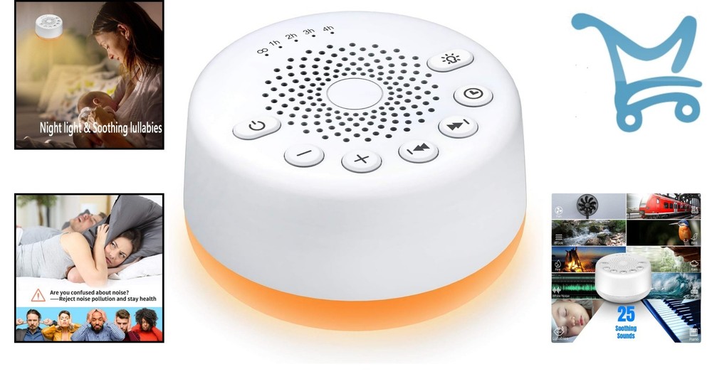 White Noise Machine 25 Sounds Night Lights Memory Timer Relaxation