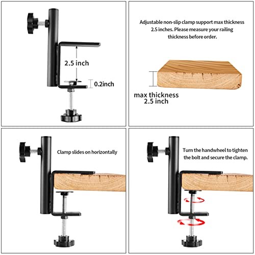 2 Pack Heavy Duty Deck Hook, 31 Inch Extended Adjustable, 360° Rotatable 2PCS