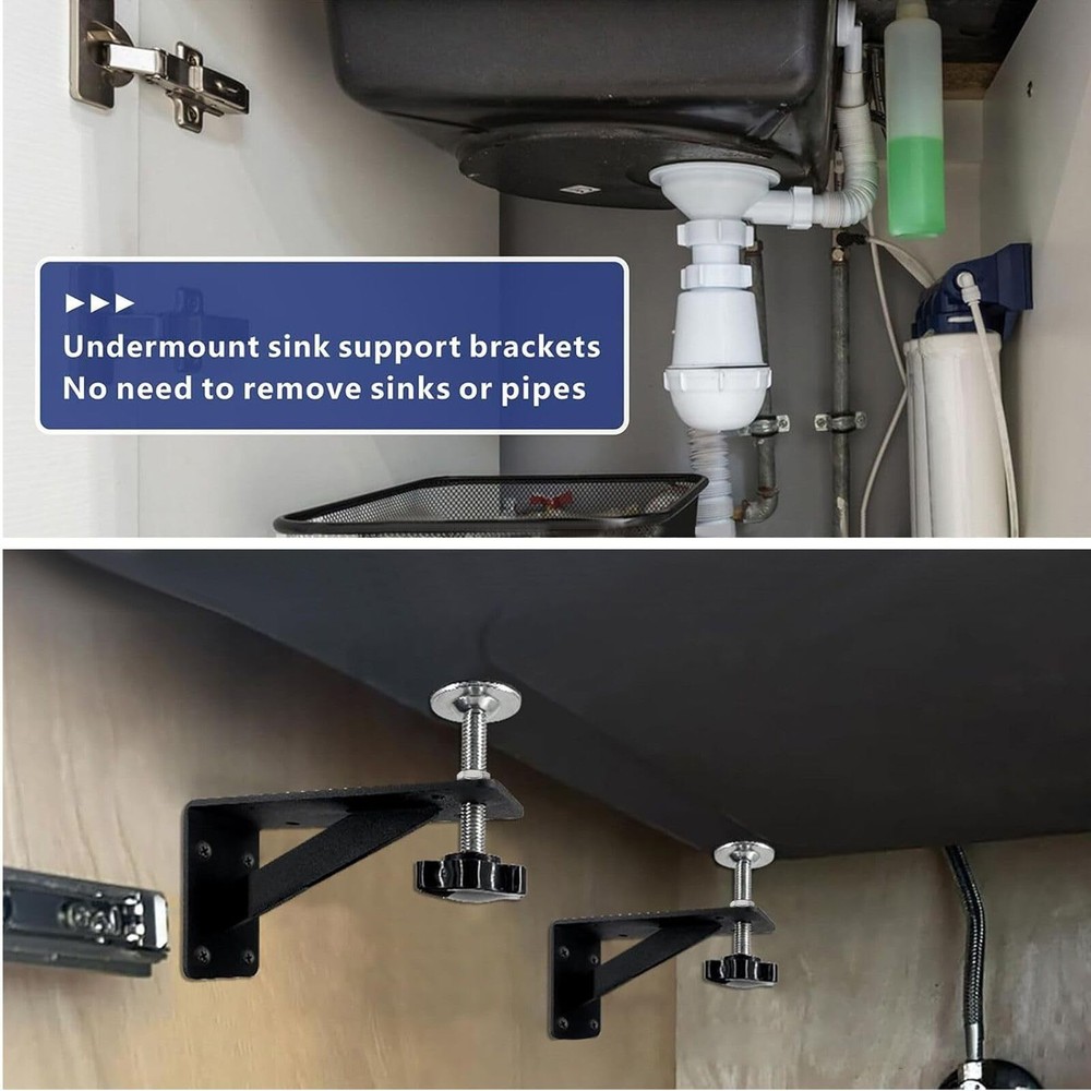 4 PCS Undermount Kitchen Sink Support Narrow Cabinets Adjustable Brackets