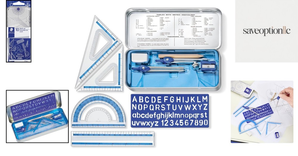 Complete 10-Piece Technical Drawing Set with Ruler and Stencils for Precision