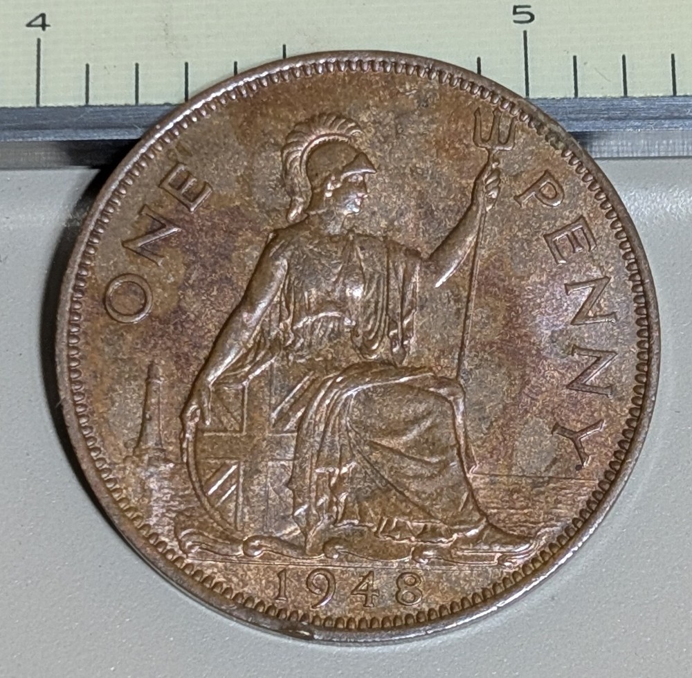 1948 Great Britain Penny Almost Uncirculated KM# 845