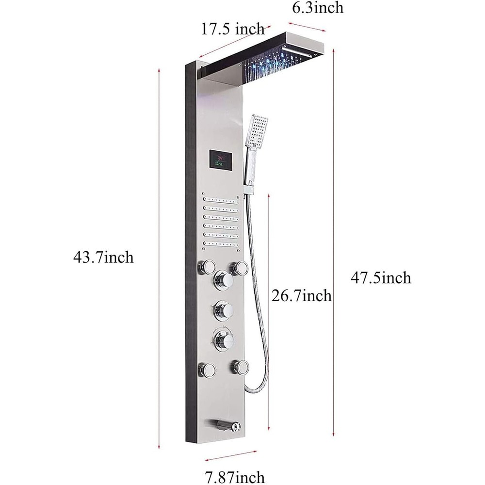 Shower Panel Tower System Rainfall Waterfall Shower Massage Spa Body Jet Sprayer