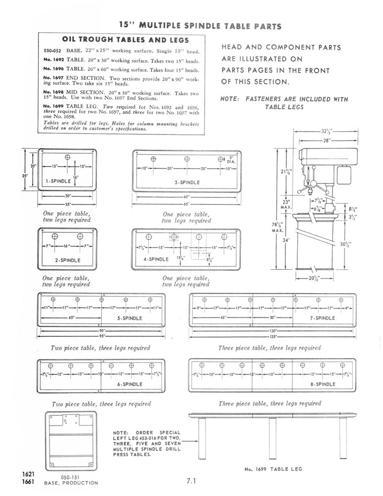 Clausing 15" Drill Press Variable Speed Model Instruction & Parts Manual #1293