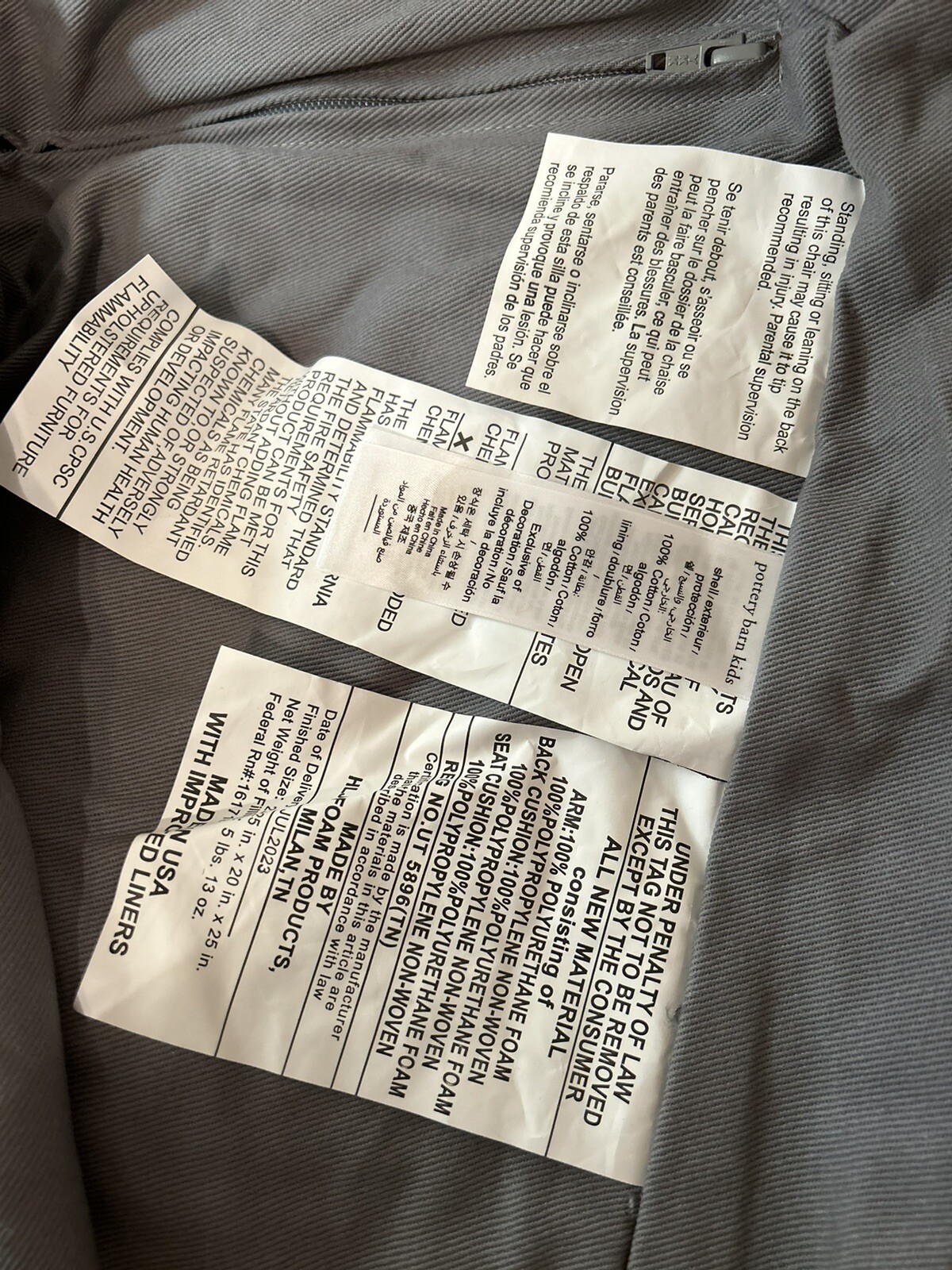 Pottery Barn Kids Star Wars Grogu Regular Anywhere Chair Cover ONLY MONO “KAI”