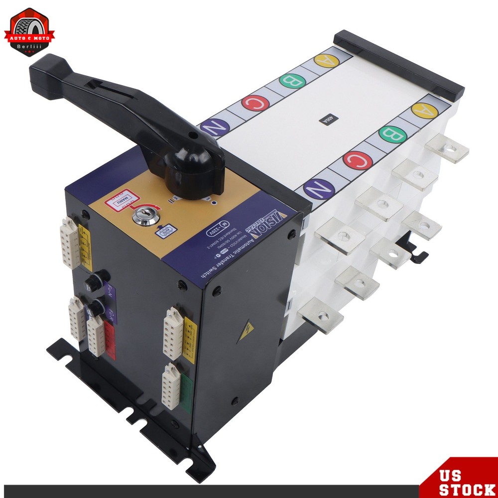 1 Pack ATS Automatic Transfer Switch 400A 4 Poles Grid to AC Generator 110V 220V