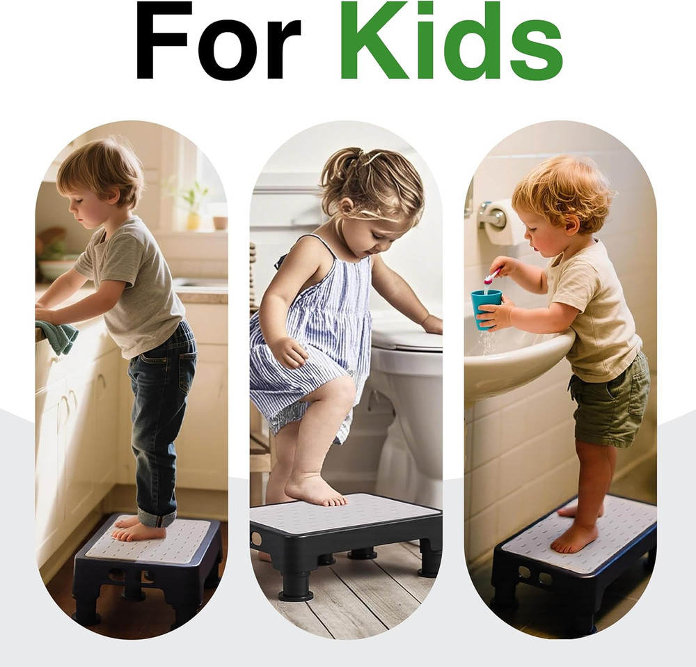 Adjustable Step Stool for Bed, Bathtub, Car and Kitchen, 4-Level Height 3.4"-5",