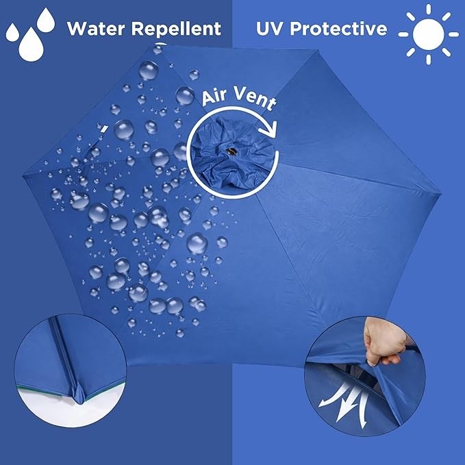 9ft Patio Umbrella Replacement Canopy top cover 6 ribs Waterproof UV