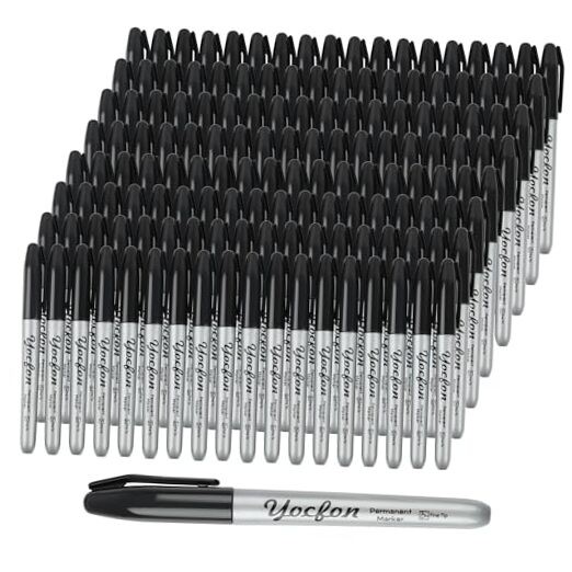 Permanent Markers Bulk, 144 Count Black Permanent Markers Set, Fine Tip,
