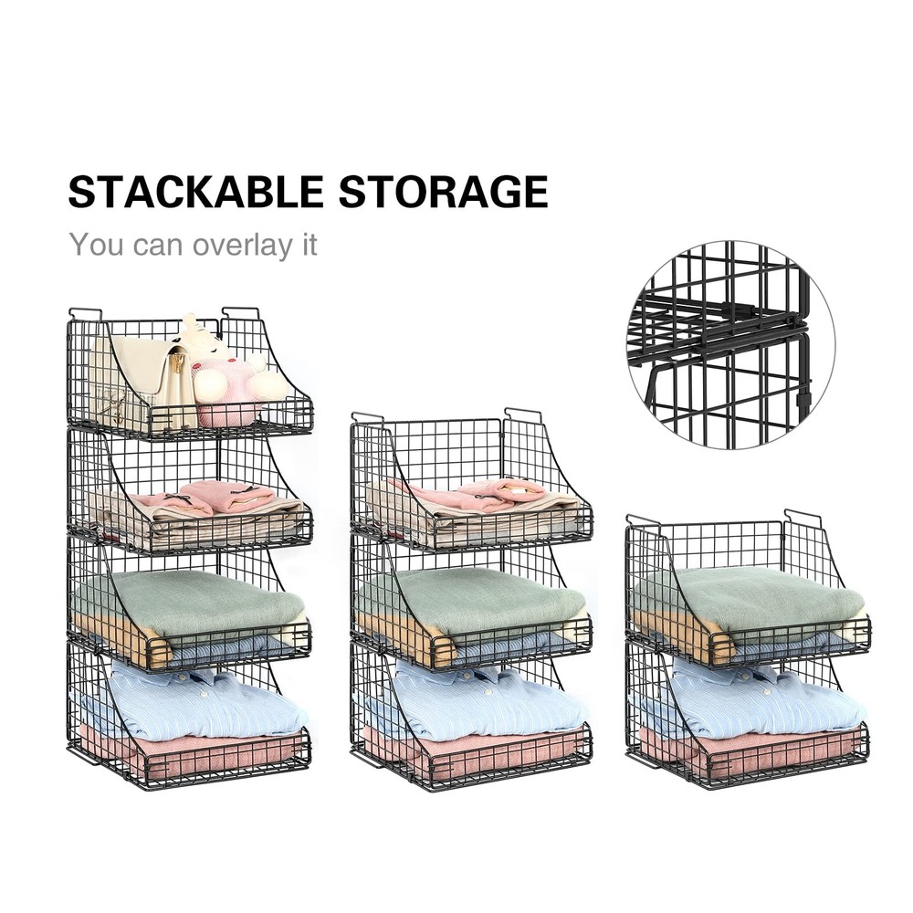 Lyuwanxian 4-Pack Stackable Wire Baskets for Closet Organizers and Storage, O...