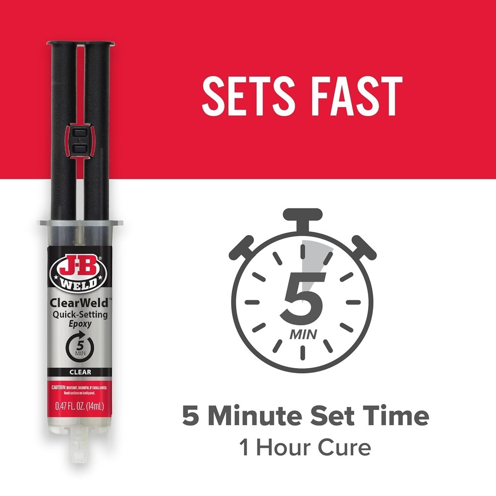 JB Weld 50114 ClearWeld Quick Setting Epoxy, Clear 0.47 oz.