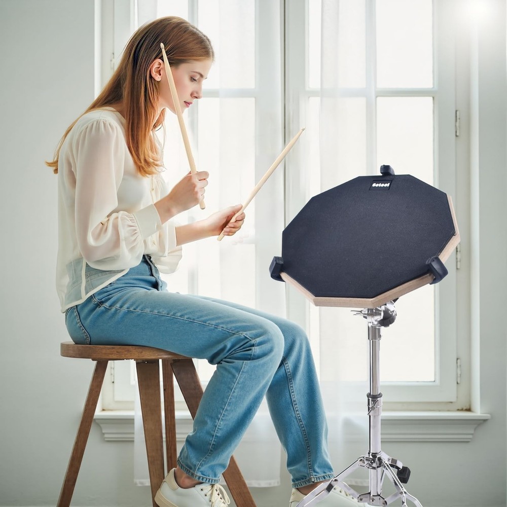 Drum Practice Pad Set, 12 Inch Double Sided Silent Drum Pad with Storage Bag ...