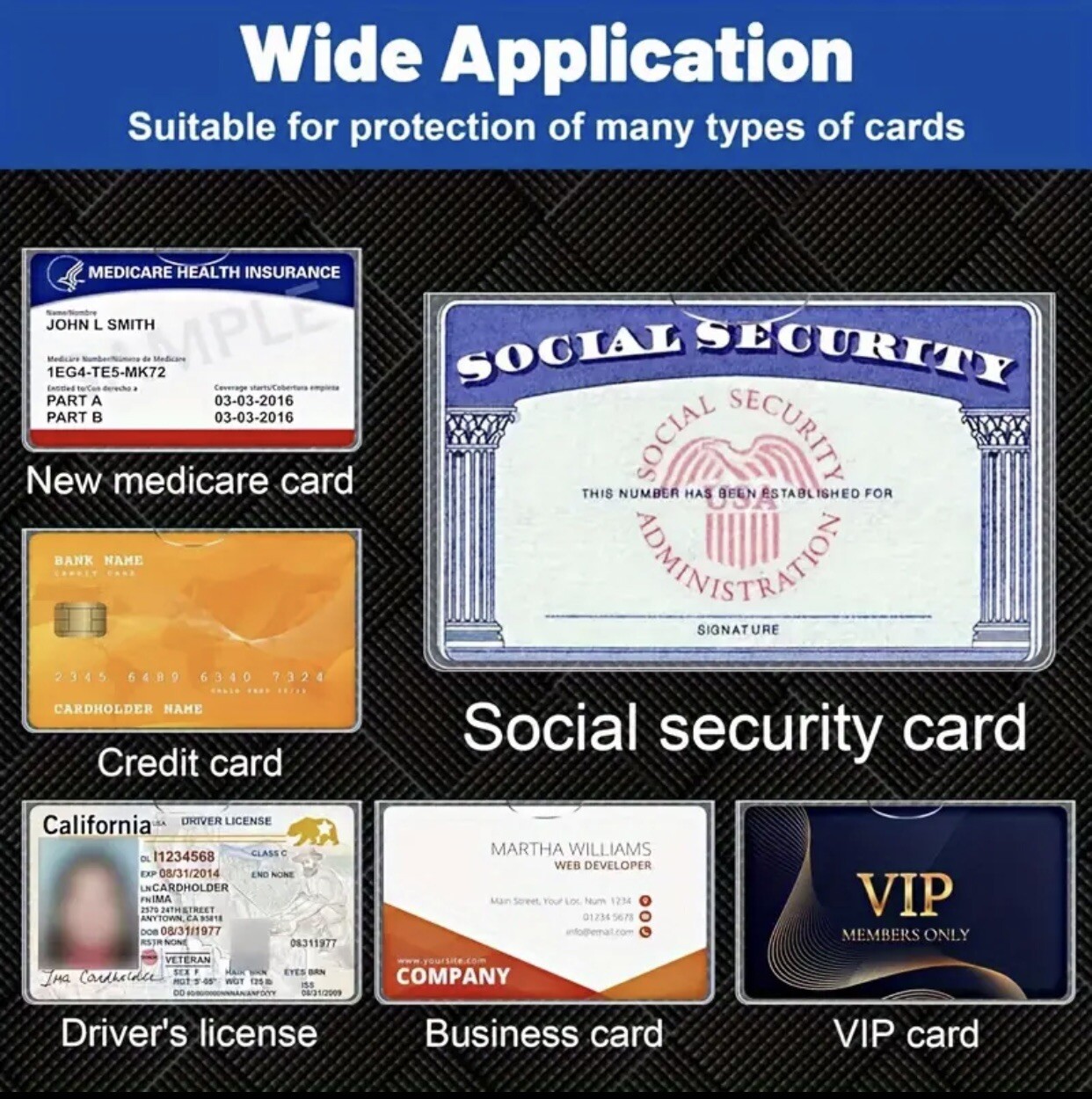 1x Social Security Card Protector Sleeve/New Medicare Card Protector Sleeve