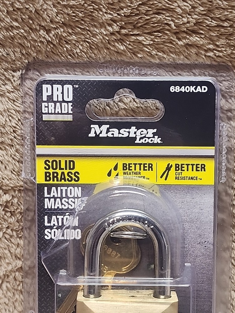 Master Lock ProGrade Solid Brass Keyed Padlock 6840KAD, 1.75" W. Keyed Alike