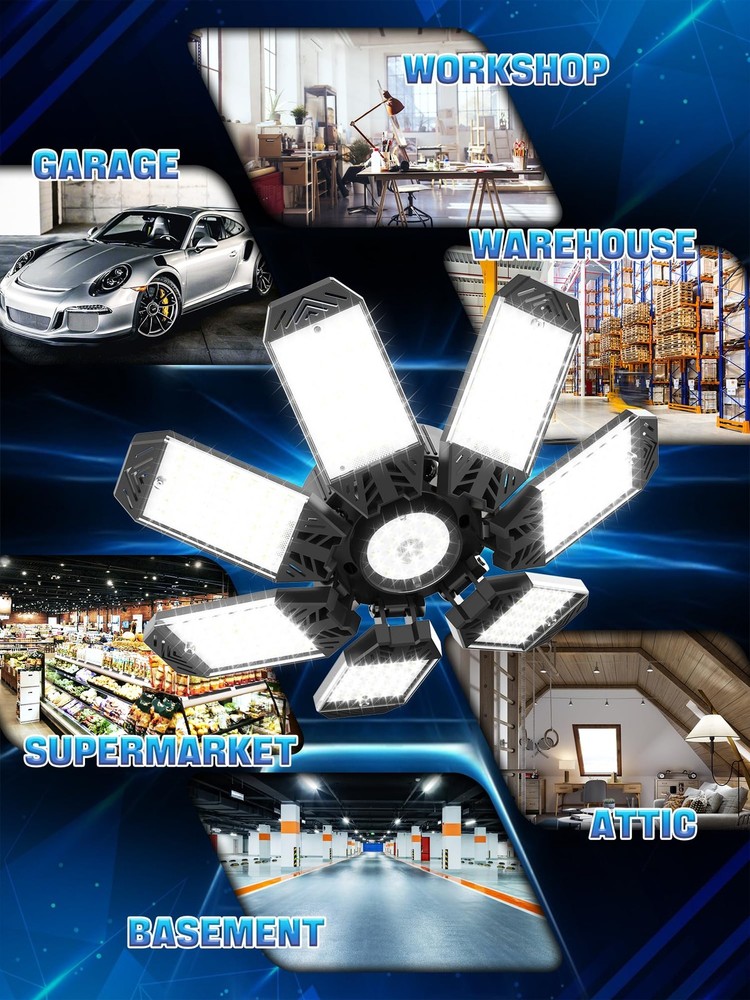 HAPYLUMI Garage Light 200W, Super Bright 20000LM 1PC-200W, Black