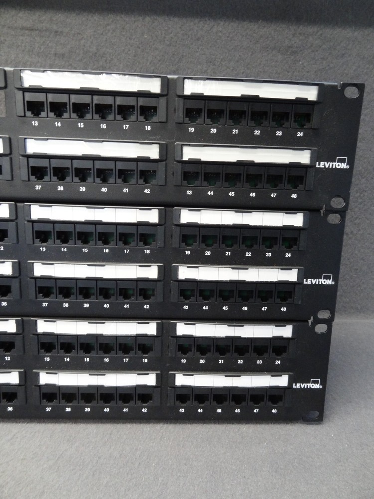 LOT Leviton Cat 6 Extreme 6+ 48-Port Patch Panel Rack Mount Network Cable Black
