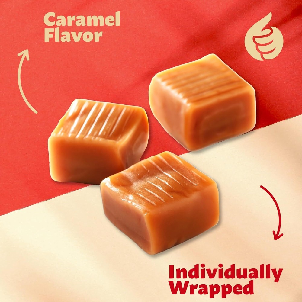 Vanilla Caramel Squares Candy, Individually Wrapped, 1,5 Pound Pack