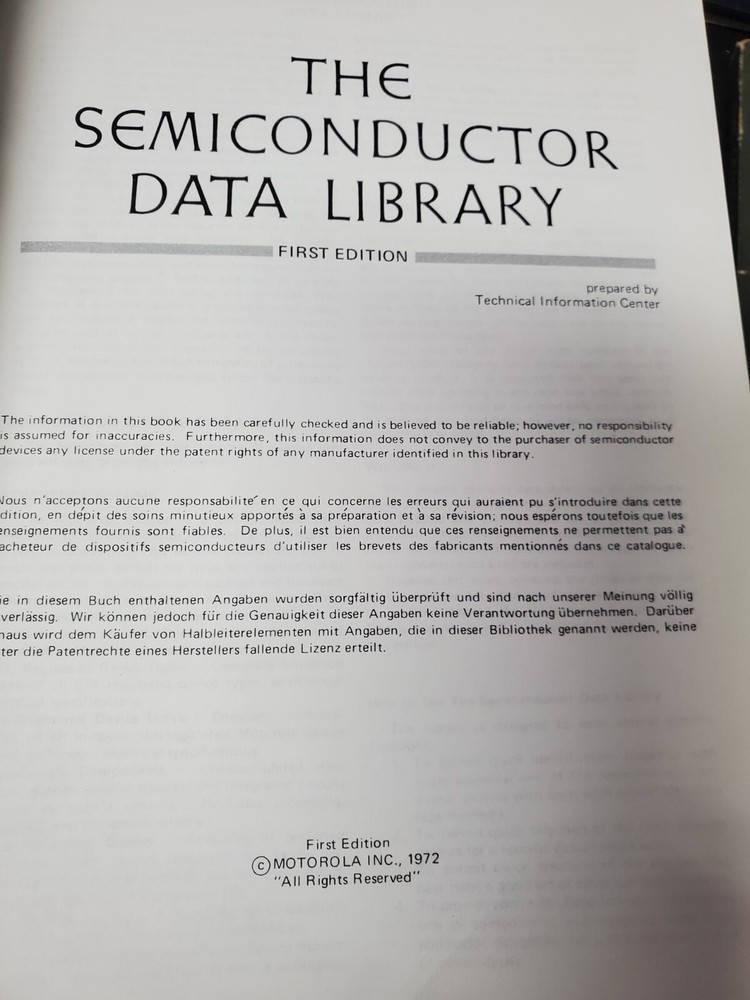 3-volume MOTOROLA SEMICONDUCTOR DATA LIBRARY 1st edition 1972
