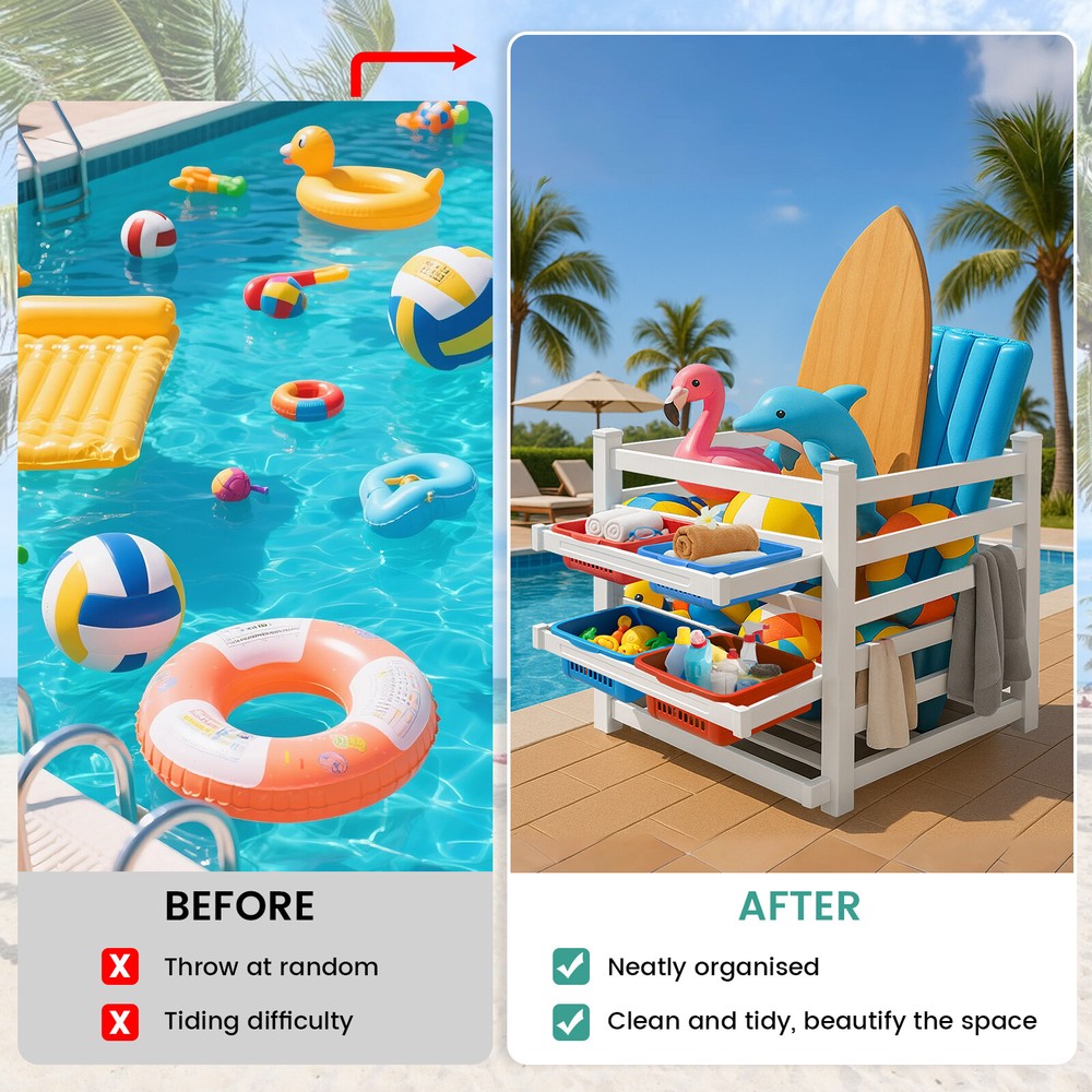 SLSY Pool Storage Bin 60"x43"x39" 320 Gallons Pool Float Holder For Pool Storage