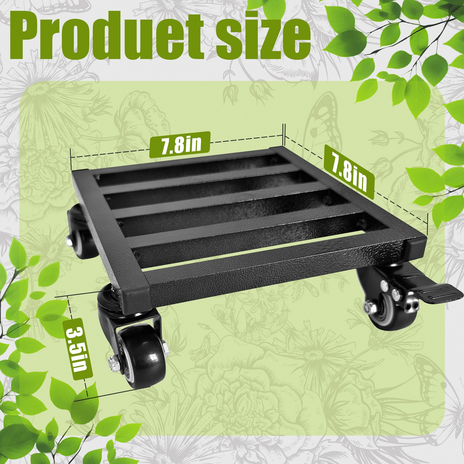 8" 10" 12" 14" 16" 18" 20" Aluminum Heavy Duty Plant Caddy w/ Wheels Plant Stand