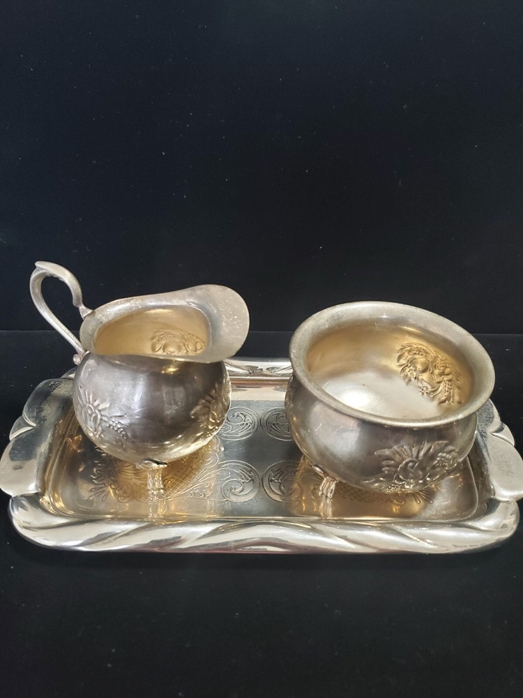 Norwegian Silver Cream and Sugar Service.