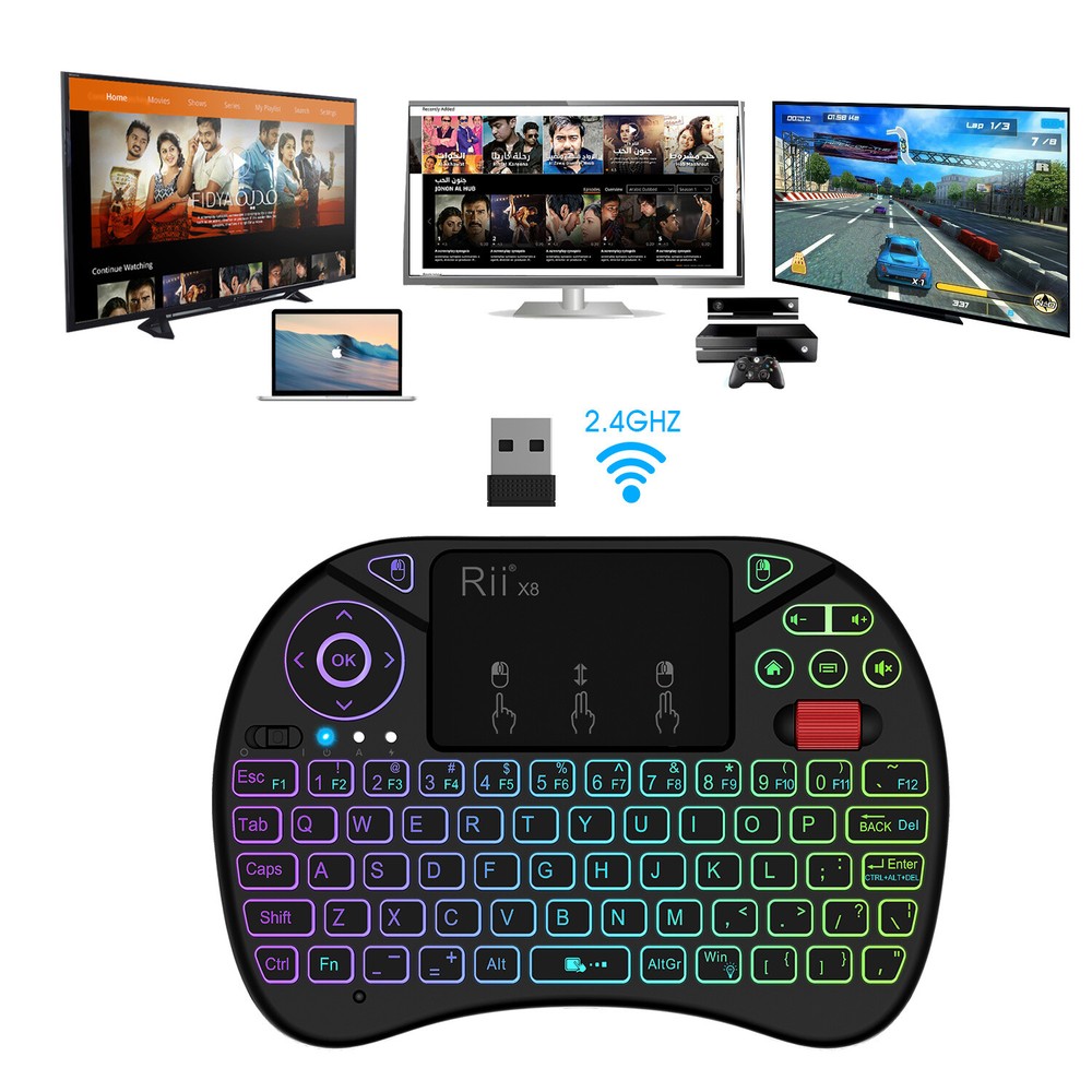 Rii X8 Portable 2.4GHz Mini Wireless Keyboard Controller with Touchpad Mouse Com