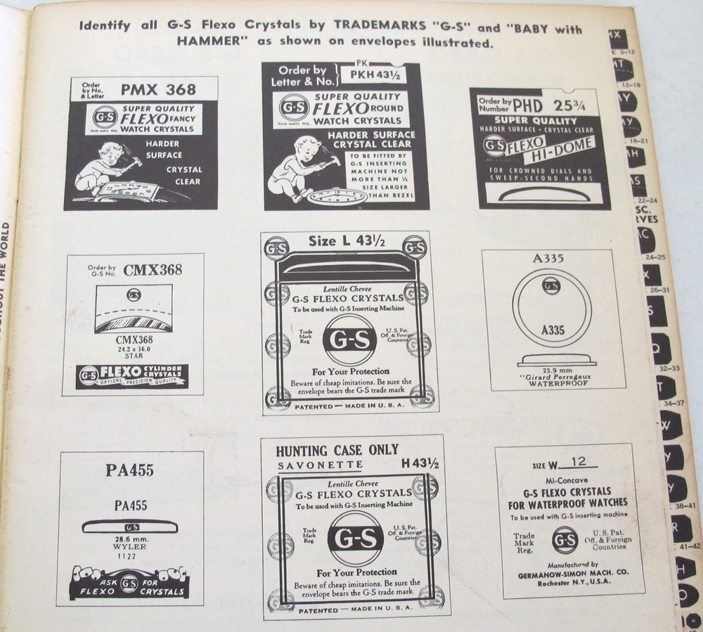 G-S FLEXO WATCH CRYSTALS Catalog No. 55
