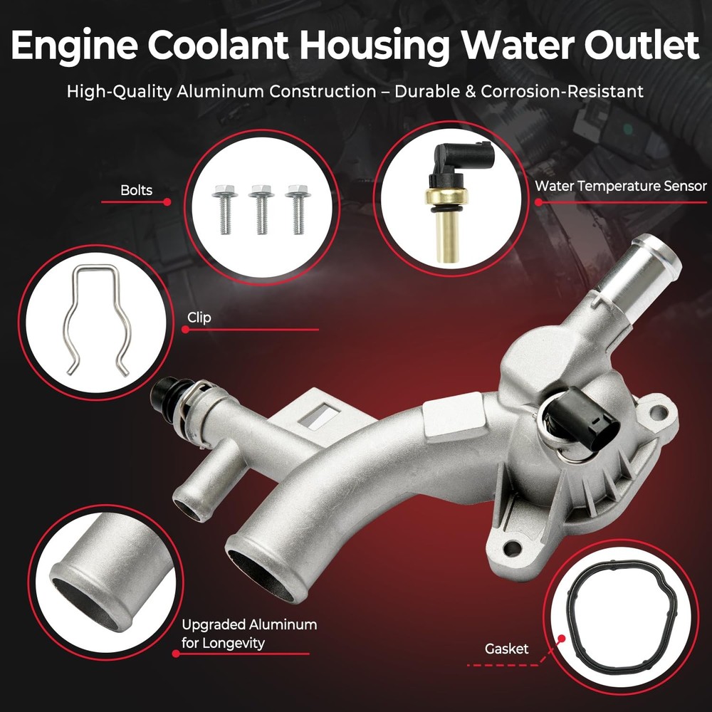 Aluminum Engine Coolant Housing Water Outlet Compatible with