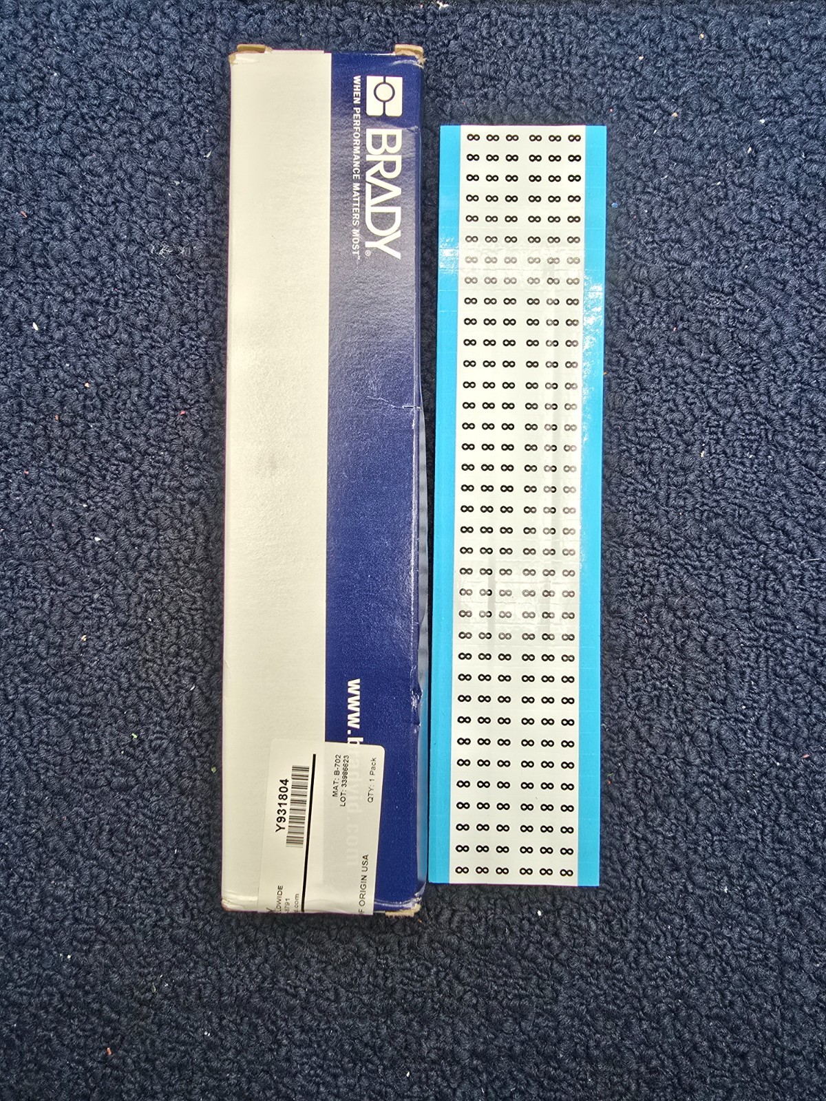 (QTY 25) BRADY TWM-8-PK: Wire Marker 1.5in H x 0.25in W, 8