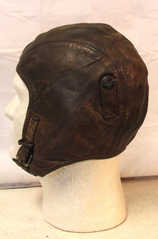 WWII era leather pilot flight helmet
